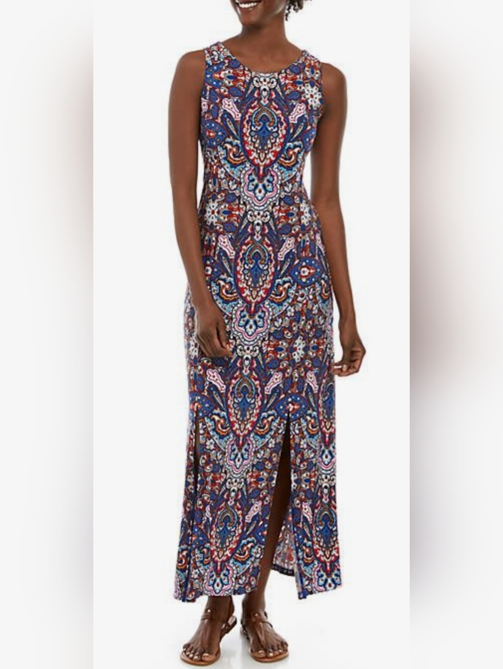 Grace Elements Paisley Aline Brunch Ladies Day Out Date Night Slit Maxi Dress